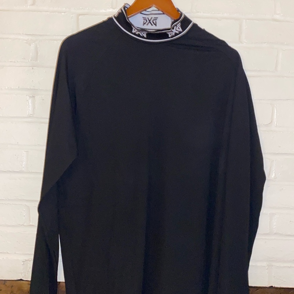 Pxg mock neck long sleeve, quality material, like new. Black with white.
